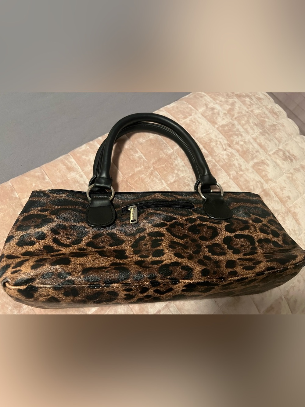 Leopard Print Faux-Leather Wine Tote Bag